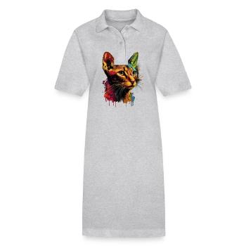 Abyssinian Cat Colorful Gaze - Stanley/Stella Frauen Bio-Polokleid PAIGER - Schwarz - Vorne