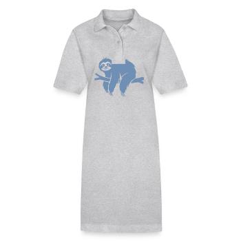 Minimalist sloth relaxing on a branch - Stanley/Stella PAIGER Organic Women’s Polo Dress - black - Front