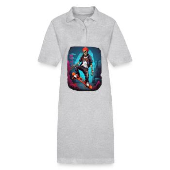 Skateboard Squelette - Robe polo bio PAIGER Stanley/Stella Femme - noir - Devant