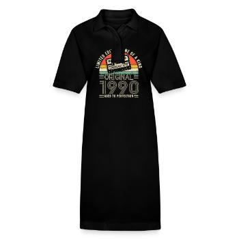 Vintage Birthday 1990 - Stanley/Stella PAIGER Organic Women’s Polo Dress - black - Front