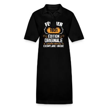 93rd Birthday Gift Born In February 1931 - Stanley/Stella PAIGER Organic Women’s Polo Dress - black - Front