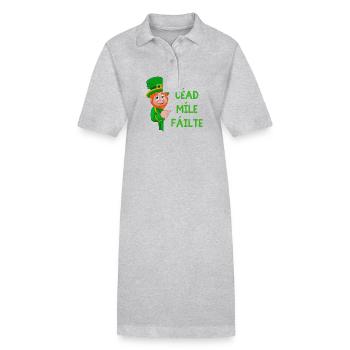 Chance irlandaise et tee-shirt de bienvenue : Leprechaun et Shamrock - Robe polo bio PAIGER Stanley/Stella Femme - noir - Devant