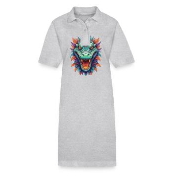 Krokodil Mandala Tiergeist Traumfänger Design - Stanley/Stella Frauen Bio-Polokleid PAIGER - Schwarz - Vorne
