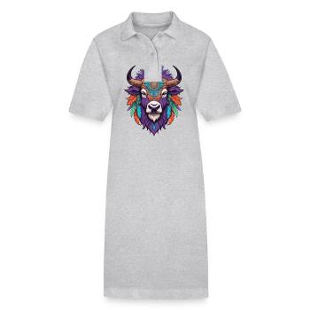 Bison Spiritual Mandala Dream Catcher Design - Stanley/Stella PAIGER Organic Women’s Polo Dress - black - Front