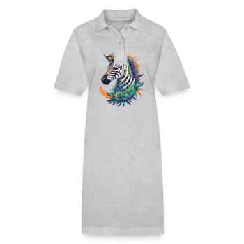 Zebra Spirituelles Mandala Traumfänger Design - Stanley/Stella Frauen Bio-Polokleid PAIGER - Schwarz - Vorne