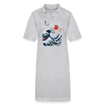 Japanese Ukiyo-E Art Sailboat Captain - Stanley/Stella PAIGER Organic Women’s Polo Dress - black - Front