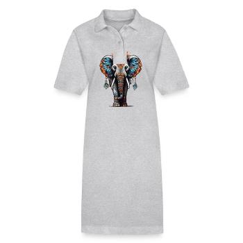 Elephant Spiritual Mandala Dream Catcher Design - Stanley/Stella PAIGER Organic Women’s Polo Dress - black - Front