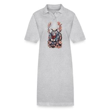Kimono Cat Aesthetic Yokai Streetwear - Stanley/Stella PAIGER Organic Women’s Polo Dress - black - Front