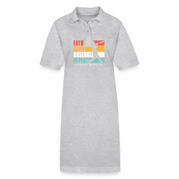 Eat Sleep Baseball Wiederholung. US-Sportfans - Stanley/Stella Frauen Bio-Polokleid PAIGER - Schwarz - Vorne