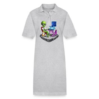 Space Alien Programmer - Stanley/Stella PAIGER Organic Women’s Polo Dress - black - Front