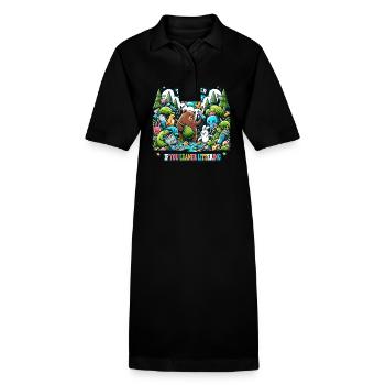 Anti détritus Pas d’environnement Recycler les déchets - Robe polo bio PAIGER Stanley/Stella Femme - noir - Devant
