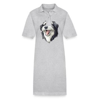 Bobtail | Le vieux chien de berger anglais | Caricature - Robe polo bio PAIGER Stanley/Stella Femme - noir - Devant