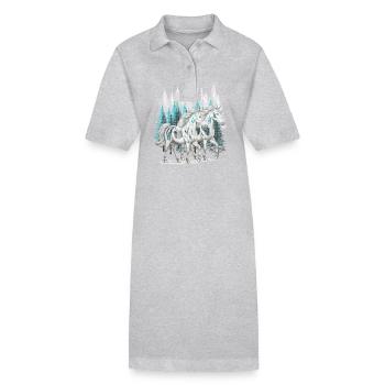 Unicorns, Unicorn, Mythical Animals, Fairy Tale Character - Stanley/Stella PAIGER Organic Women’s Polo Dress - black - Front