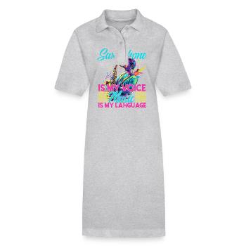 Lustiges Saxophon Design Jazz Musik Liebhaber - Stanley/Stella Frauen Bio-Polokleid PAIGER - Schwarz - Vorne