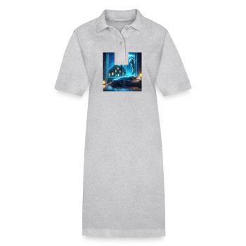 Alien observes sleeping human - Stanley/Stella PAIGER Organic Women’s Polo Dress - black - Front
