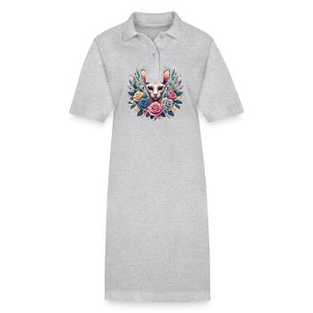 Sphynx Katze mit Blumen - Stanley/Stella Frauen Bio-Polokleid PAIGER - Schwarz - Vorne