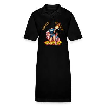 Firecracker Girl Retro Vintage Design - Stanley/Stella PAIGER Organic Women’s Polo Dress - black - Front
