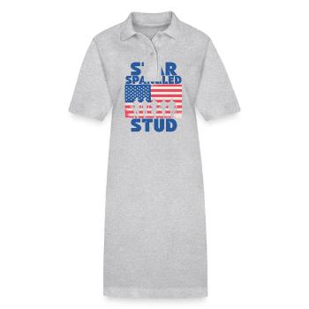Star Spangled Stud Friedenszeichen USA Flagge - Stanley/Stella Frauen Bio-Polokleid PAIGER - Schwarz - Vorne