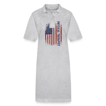 flag USA physical therapist Rretro Student - Stanley/Stella PAIGER Organic Women’s Polo Dress - black - Front