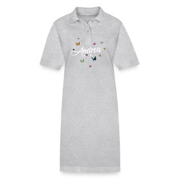 ANDREA - Girl Name with Colorful Butterflies - Stanley/Stella PAIGER Organic Women’s Polo Dress - black - Front