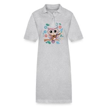 Niedliche Eule Vogel Federn Blumen Gitarre - Stanley/Stella Frauen Bio-Polokleid PAIGER - Schwarz - Vorne