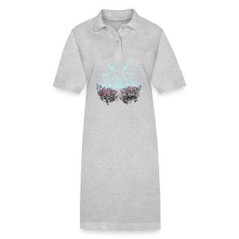 Cerf, cerf, fleurs sauvages, nature, animaux de la forêt, chevreuil - Robe polo bio PAIGER Stanley/Stella Femme - noir - Devant