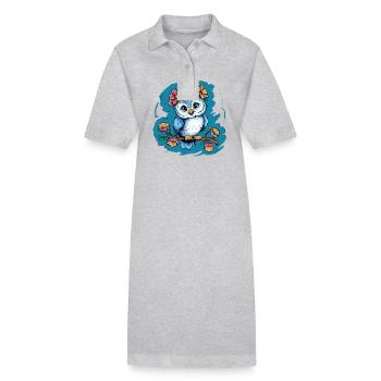 Niedliche Eule Vogel Federn Blumen für einen - Stanley/Stella Frauen Bio-Polokleid PAIGER - Schwarz - Vorne