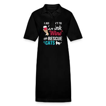 Katzenrettung Tierrechte Tierrettung Tierheim - Stanley/Stella Frauen Bio-Polokleid PAIGER - Schwarz - Vorne