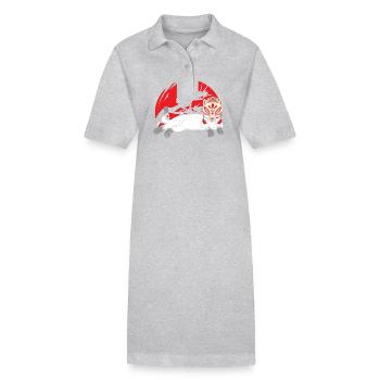 Kanji Japonais Chat Masque Samouraï - Robe polo bio PAIGER Stanley/Stella Femme - noir - Devant