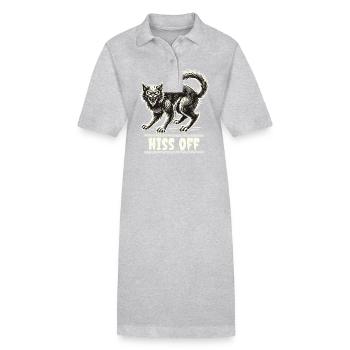 Motif de chat effrayant avec sifflement hors texte - Robe polo bio PAIGER Stanley/Stella Femme - noir - Devant