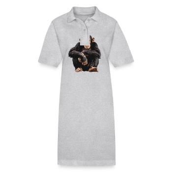 Chimpanzee Schimpansen Schimpanse - Stanley/Stella Frauen Bio-Polokleid PAIGER - Schwarz - Vorne