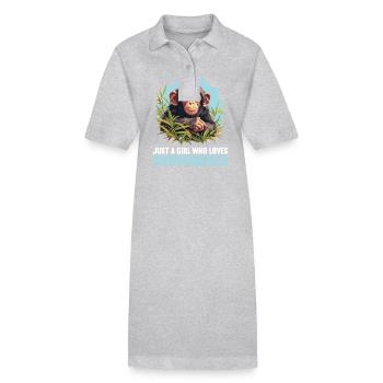 Chimpanzee Schimpansen Schimpanse - Stanley/Stella Frauen Bio-Polokleid PAIGER - Schwarz - Vorne