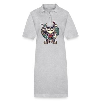 Hipster Santa Claus With Drink - Stanley/Stella PAIGER Organic Women’s Polo Dress - black - Front