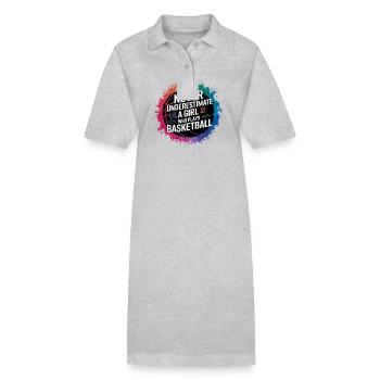 Never Underestimate A Girl Who Plays Basketball - Stanley/Stella PAIGER Organic Women’s Polo Dress - black - Front