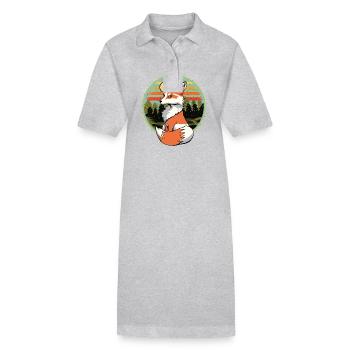 Retro Fuchs Füchse Vintage 80er 90er Füchsin - Stanley/Stella Frauen Bio-Polokleid PAIGER - Schwarz - Vorne