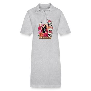 Stilvolle Frau mit Kaffee und Blumenkunst - Stanley/Stella Frauen Bio-Polokleid PAIGER - Schwarz - Vorne