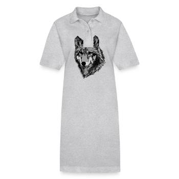 Visage abstrait de chiens - Robe polo bio PAIGER Stanley/Stella Femme - noir - Devant