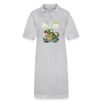 Swamp Puppy Lustiges Krokodil Cartoon Design - Stanley/Stella Frauen Bio-Polokleid PAIGER - Schwarz - Vorne