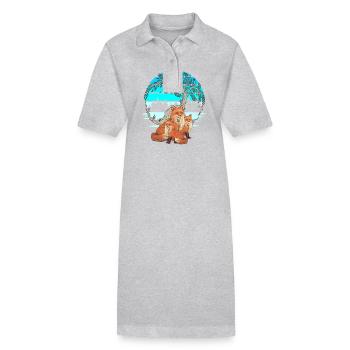 Fox Family Vixen Foxes Fairy Tale Child - Stanley/Stella PAIGER Organic Women’s Polo Dress - black - Front