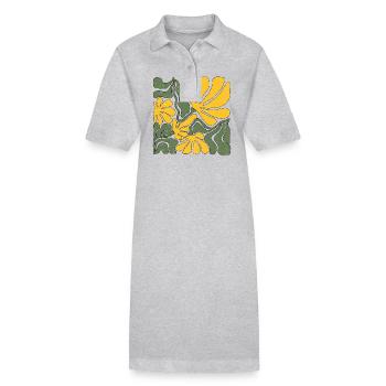 Abstrakte gelbe und grüne Blumenkunst - Stanley/Stella Frauen Bio-Polokleid PAIGER - Schwarz - Vorne
