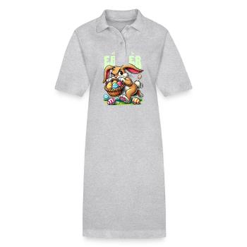 Joyeuses Pâques : Lapin ludique avec des œufs de Pâques - Robe polo bio PAIGER Stanley/Stella Femme - noir - Devant