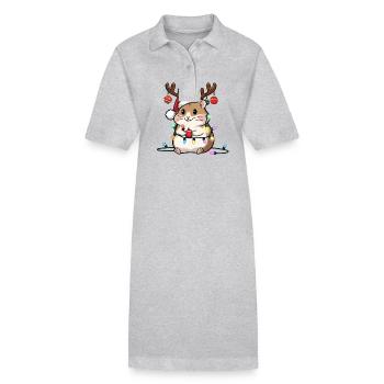Süße Hamster Weihnachten Illustration Für - Stanley/Stella Frauen Bio-Polokleid PAIGER - Schwarz - Vorne