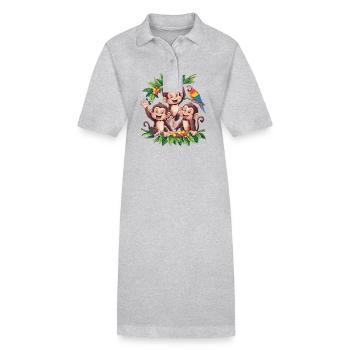 Lustige Affen im Dschungel mit Papagei und - Stanley/Stella Frauen Bio-Polokleid PAIGER - Schwarz - Vorne