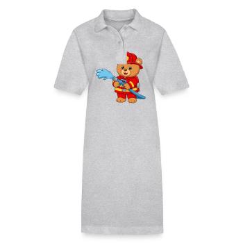 Teddy bear firefighter with hose - Stanley/Stella PAIGER Organic Women’s Polo Dress - black - Front