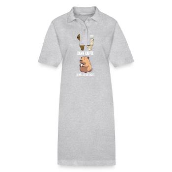 Faultier Capybara Erst Pinkeln Dann Kaffee Morgen - Stanley/Stella Frauen Bio-Polokleid PAIGER - Schwarz - Vorne