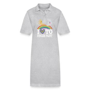 I Love Finger Paints Sun Moon Rainbow - Stanley/Stella PAIGER Organic Women’s Polo Dress - black - Front