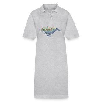 Wunderschöner Wal Mit Blumenmotiv Für - Stanley/Stella Frauen Bio-Polokleid PAIGER - Schwarz - Vorne