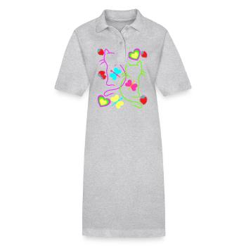 Chats rétro fraise été papillon coeur - Robe polo bio PAIGER Stanley/Stella Femme - noir - Devant