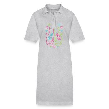 Chats néon avec cœurs et papillons - Robe polo bio PAIGER Stanley/Stella Femme - noir - Devant