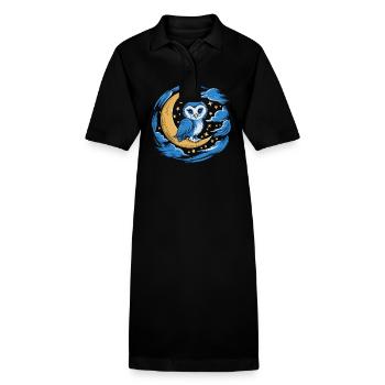 Eule Mond Sterne Nachthimmel - Stanley/Stella Frauen Bio-Polokleid PAIGER - Schwarz - Vorne